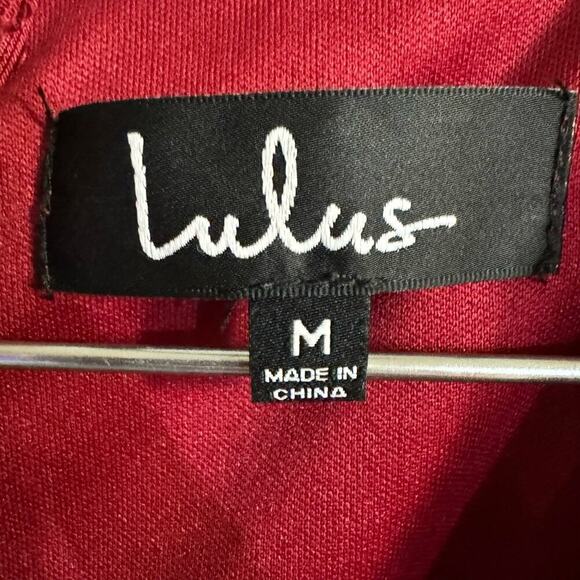 Lulus Fondest Memories Wine Red Polka Dot Sleeveless Ruffled Jumpsuit Size Med - Picture 7 of 10